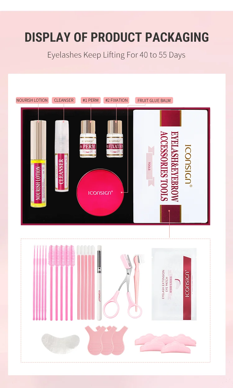 ICONSIGN 2IN1 Professional Fast Perming LASH & BROW Liftng Kit Lasting 6-8 Weeks Mascara Lifting Eyelashes Enhancer Makeup Tool