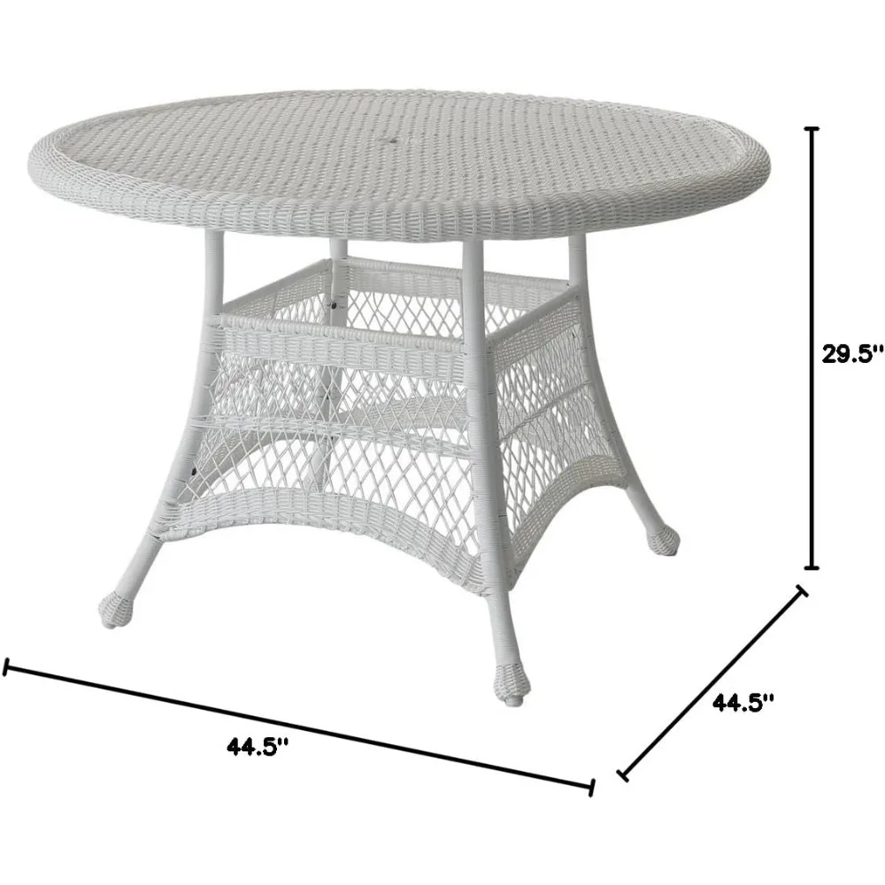 Wicker Round Dining Table, 44", White