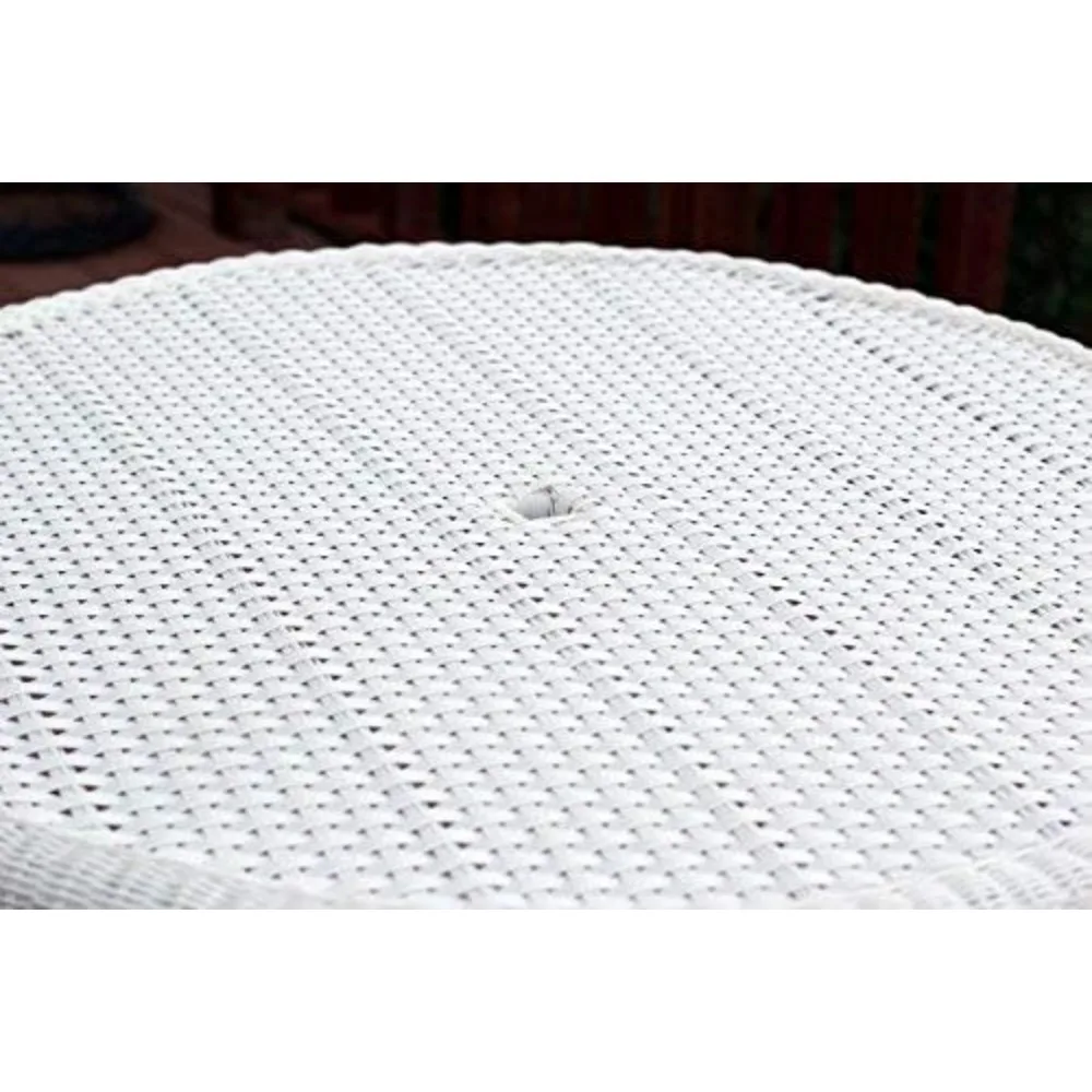 Wicker Round Dining Table, 44", White