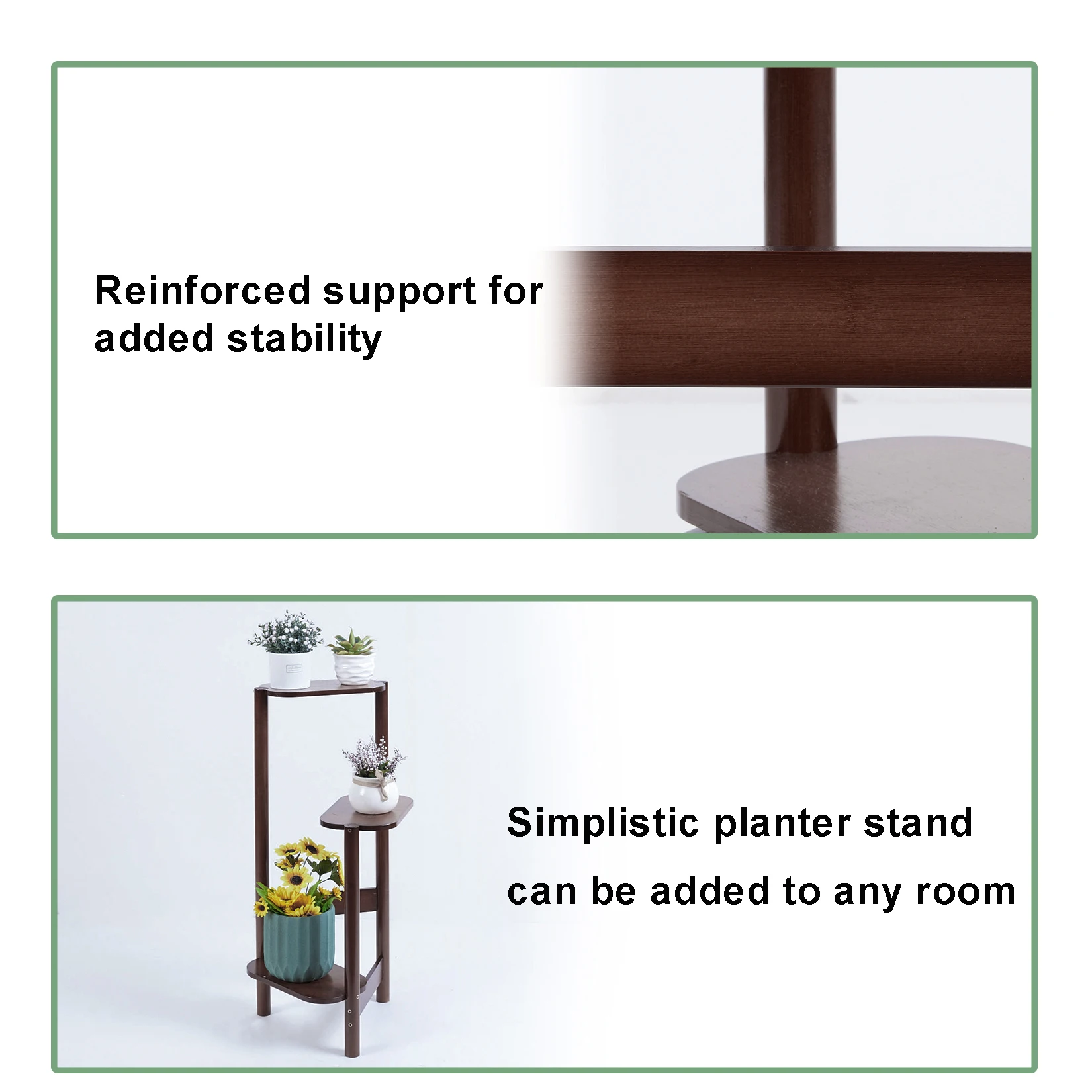 3 Tier Tall Bamboo Plant Stand Corner Plant Rack Flower Pot Holder Storage for Balcony Garden Organization