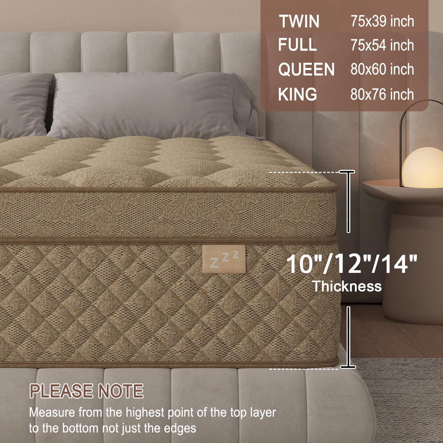 12"14" Gel Memory Foam Hybrid Pocket Spring Mattress Twin Full Queen King Bed Mattress In A Box, Medium Firm Motion Isolation