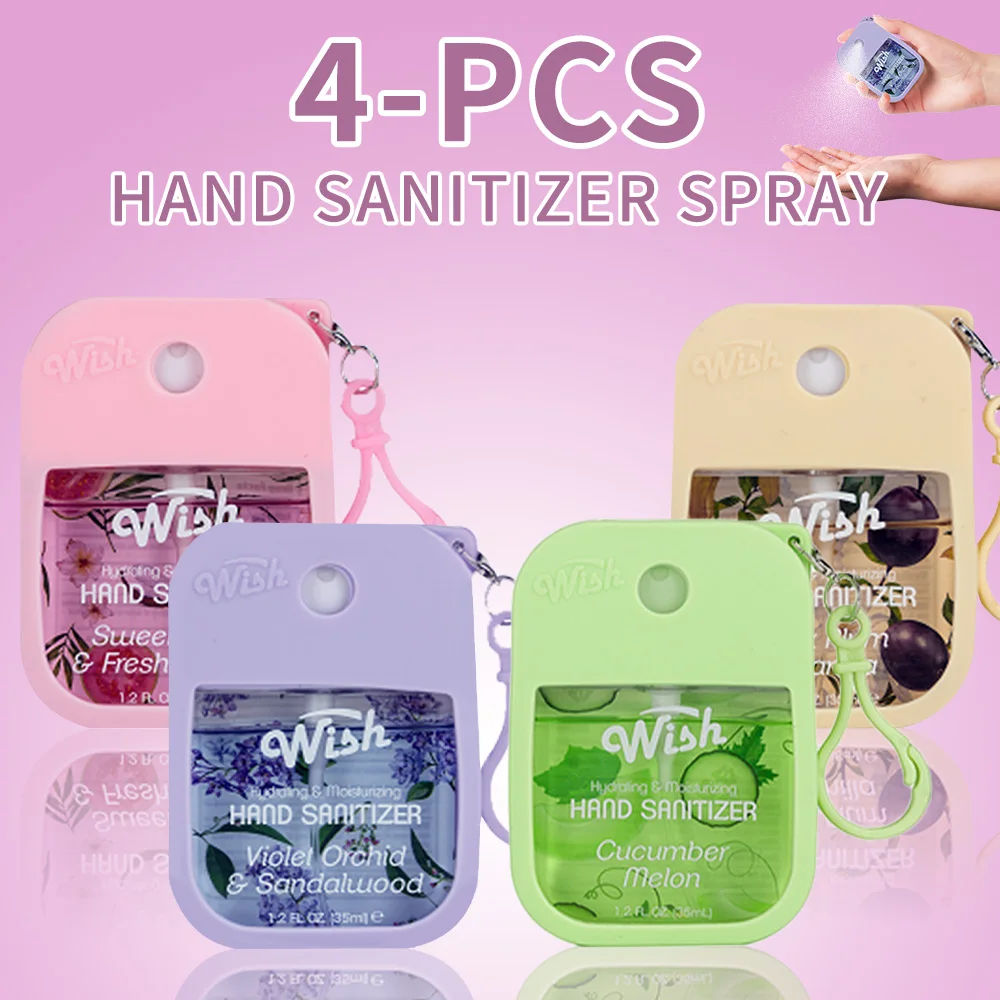 4 Power Spray Moisturizing Hand Sanitizer Spray, Containing Coconut, Watermelon, Sugar, Cucumber, Cherry Blossom And Other Flavo