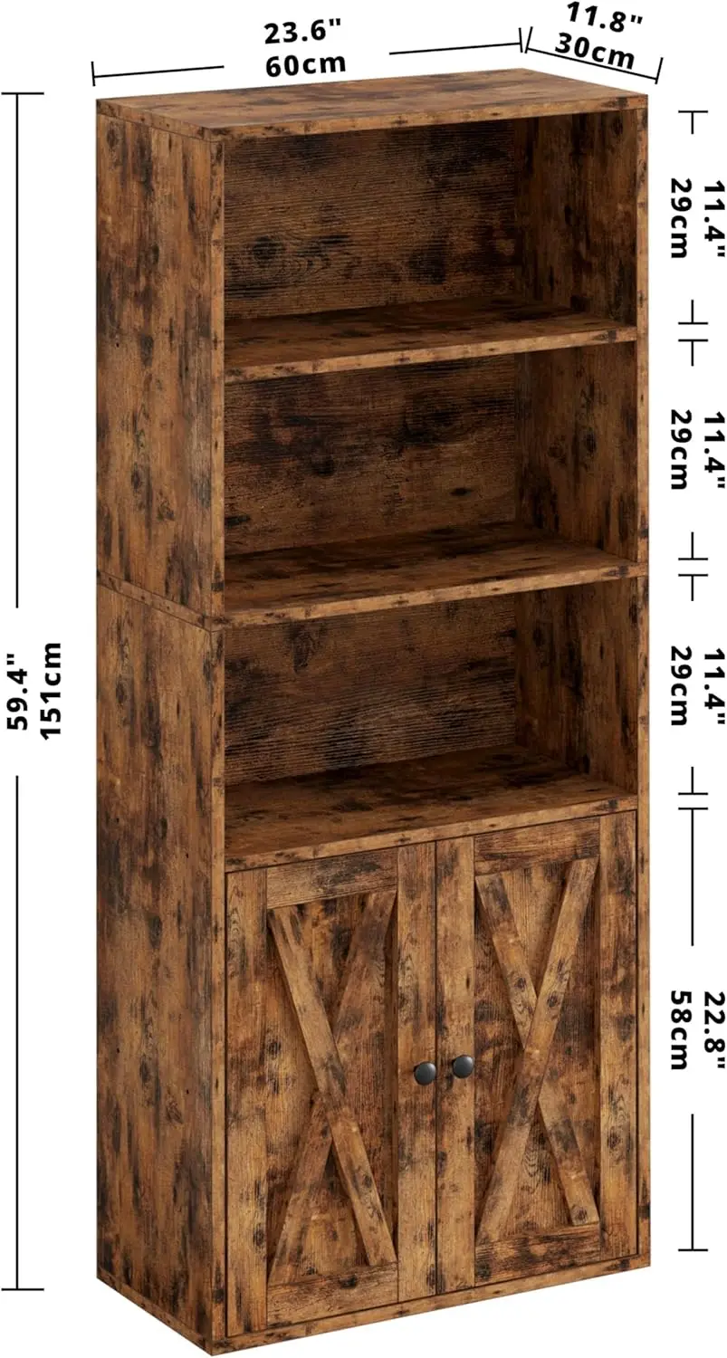 IRONCK Industrial Bookshelves and Bookcases with Doors 11.8 in Depth Floor Standing 5 Shelf Display Storage Bookcase Shelves