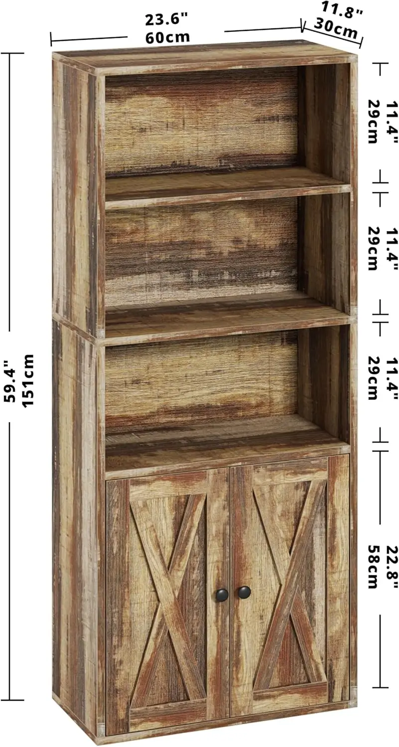 IRONCK Industrial Bookshelves and Bookcases with Doors 11.8 in Depth Floor Standing 5 Shelf Display Storage Bookcase Shelves