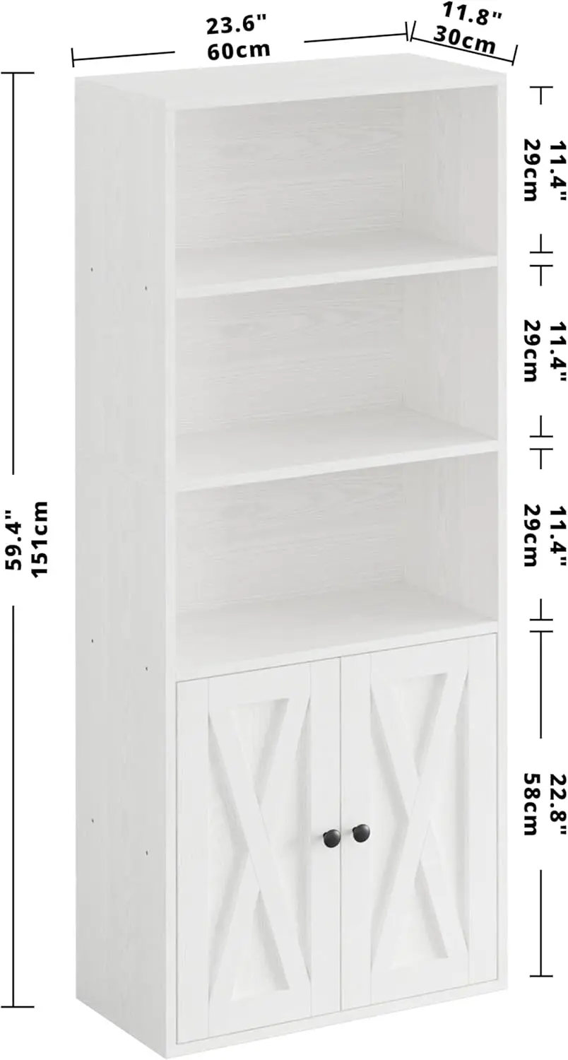 IRONCK Industrial Bookshelves and Bookcases with Doors 11.8 in Depth Floor Standing 5 Shelf Display Storage Bookcase Shelves