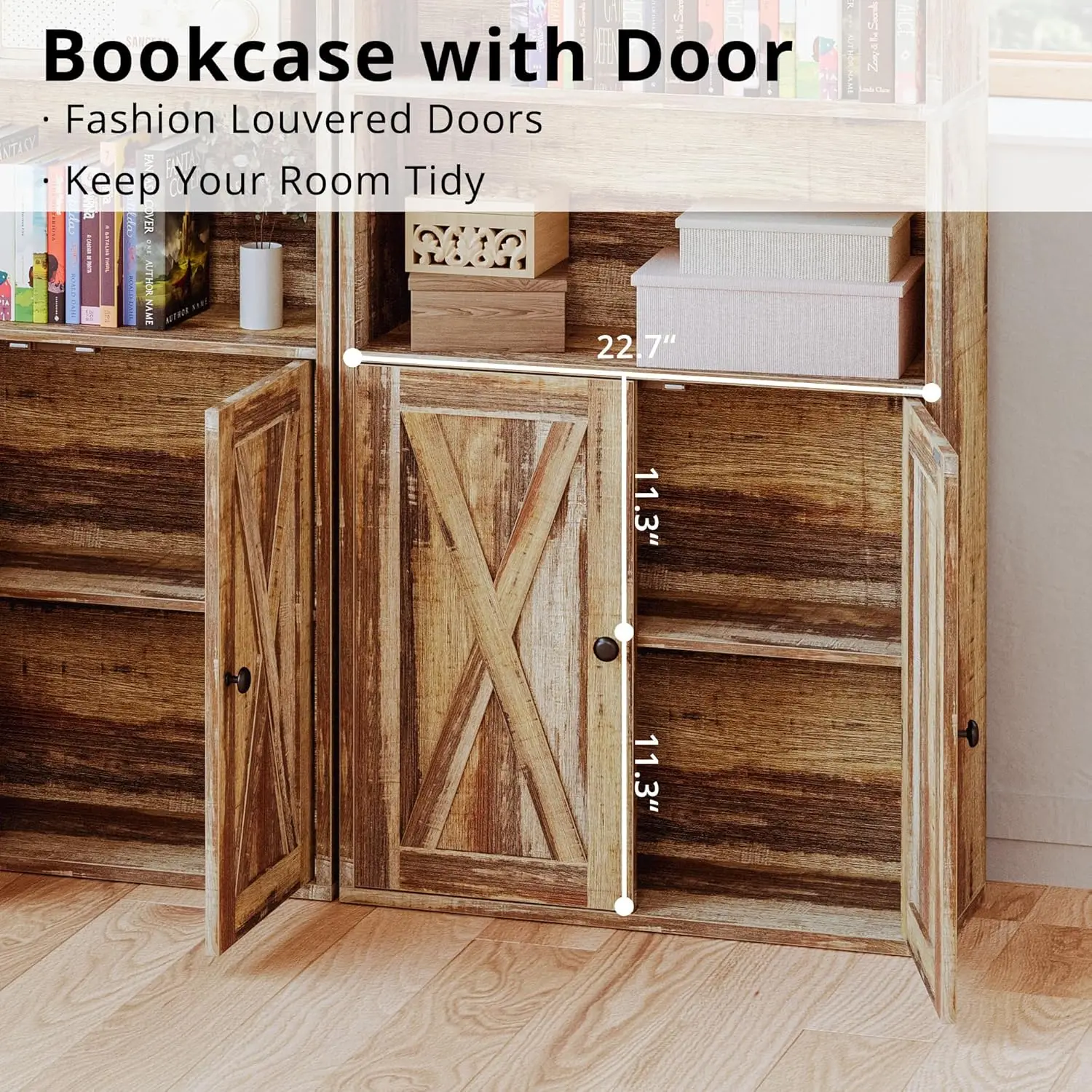 IRONCK Industrial Bookshelves and Bookcases with Doors 11.8 in Depth Floor Standing 5 Shelf Display Storage Bookcase Shelves