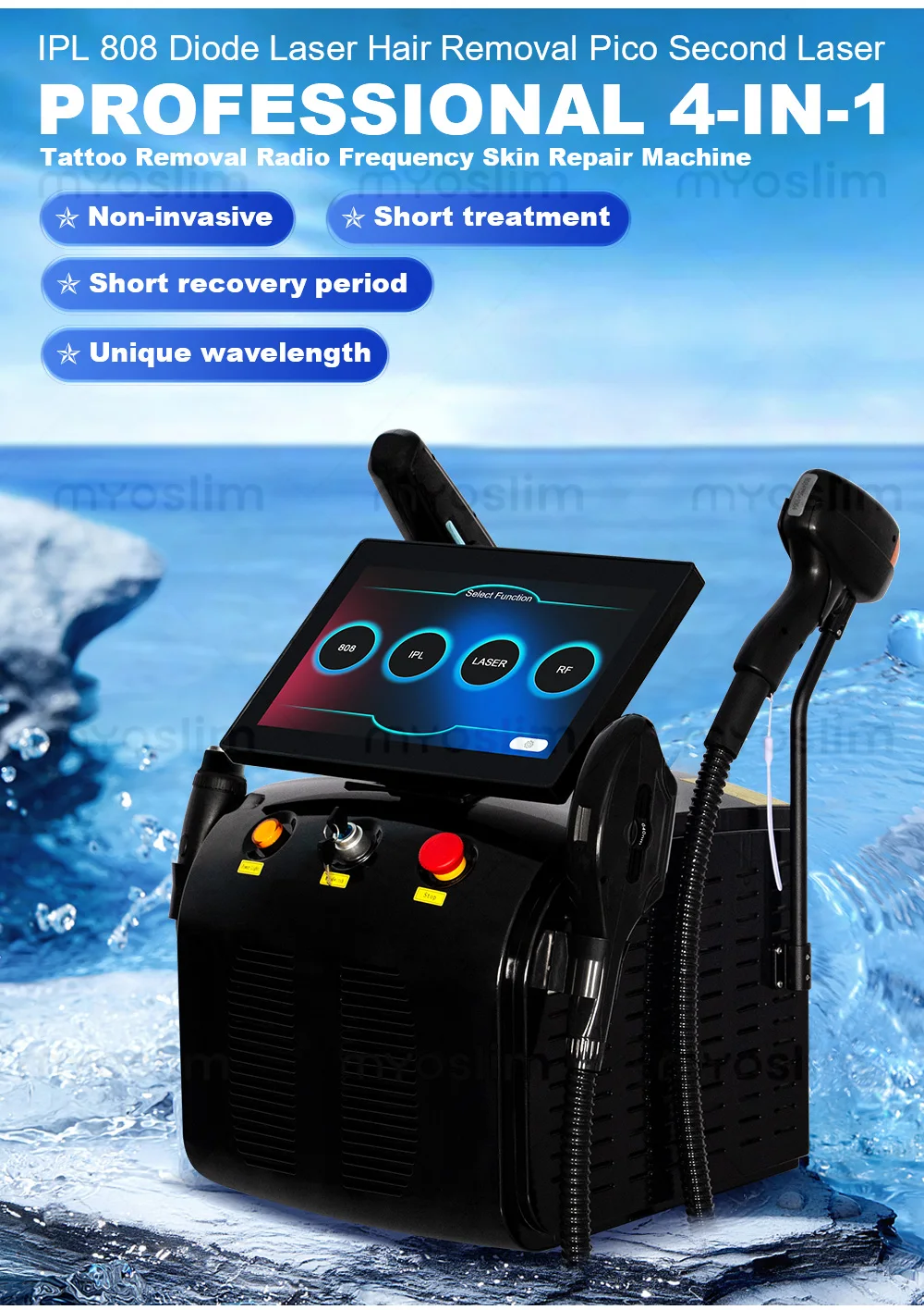 4 in 1 Aesthetic Device Hair Removal IPL Diode RF Picosecond Light Skin Rejuvenation Pigment Tattoo Beauty Machine for Salon