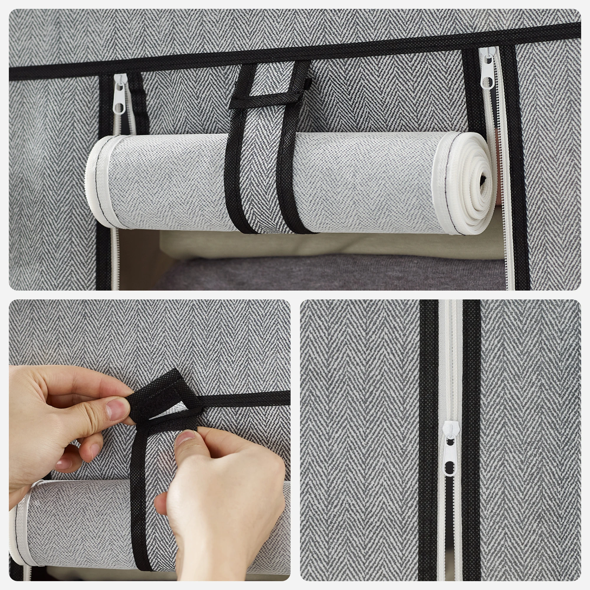 SONGMICS Closet Wardrobe, Portable Closet for Bedroom, Clothes Rail with Non-Woven Fabric Cover, Clothes Storage Organizer