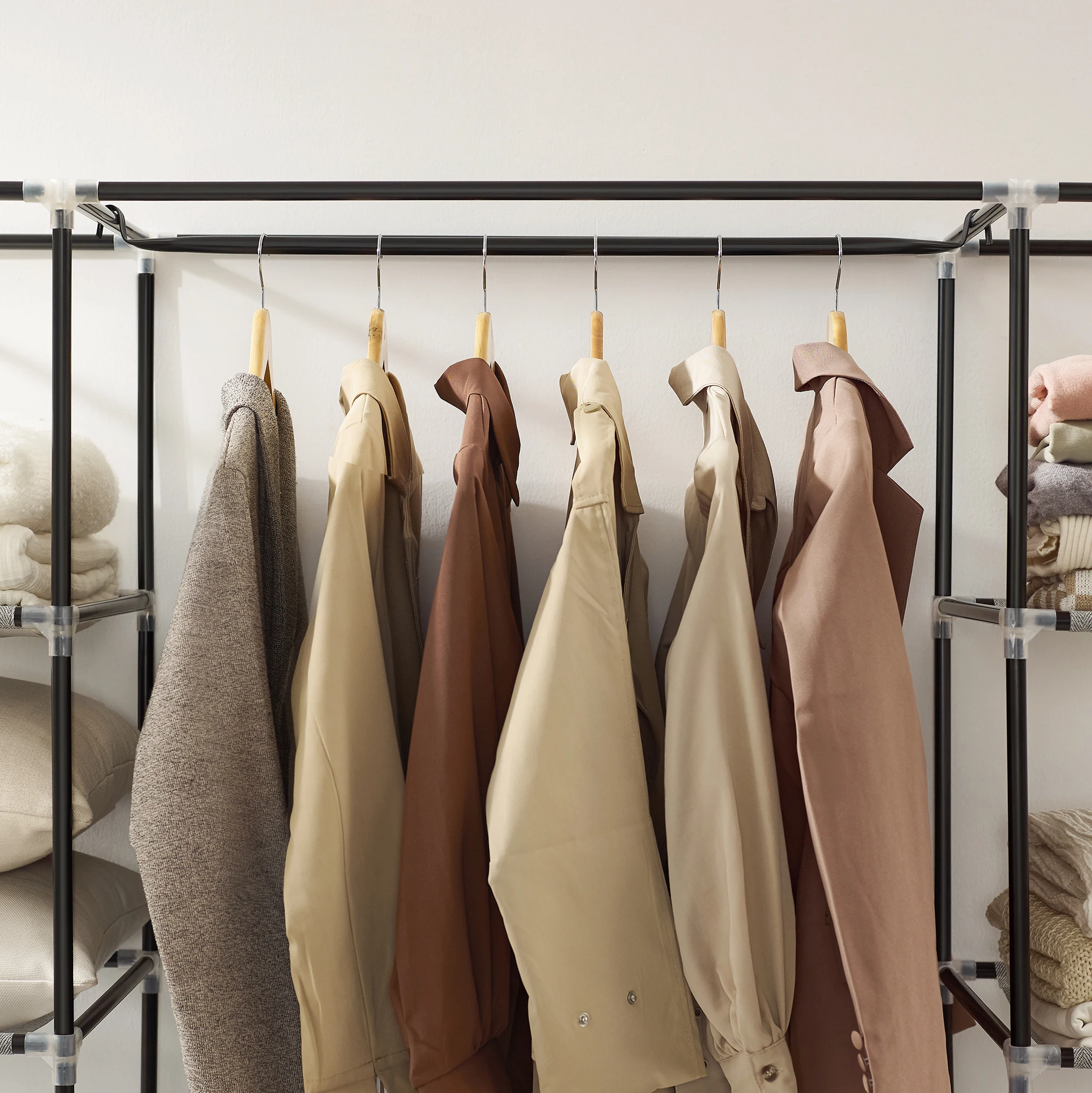 SONGMICS Closet Wardrobe, Portable Closet for Bedroom, Clothes Rail with Non-Woven Fabric Cover, Clothes Storage Organizer