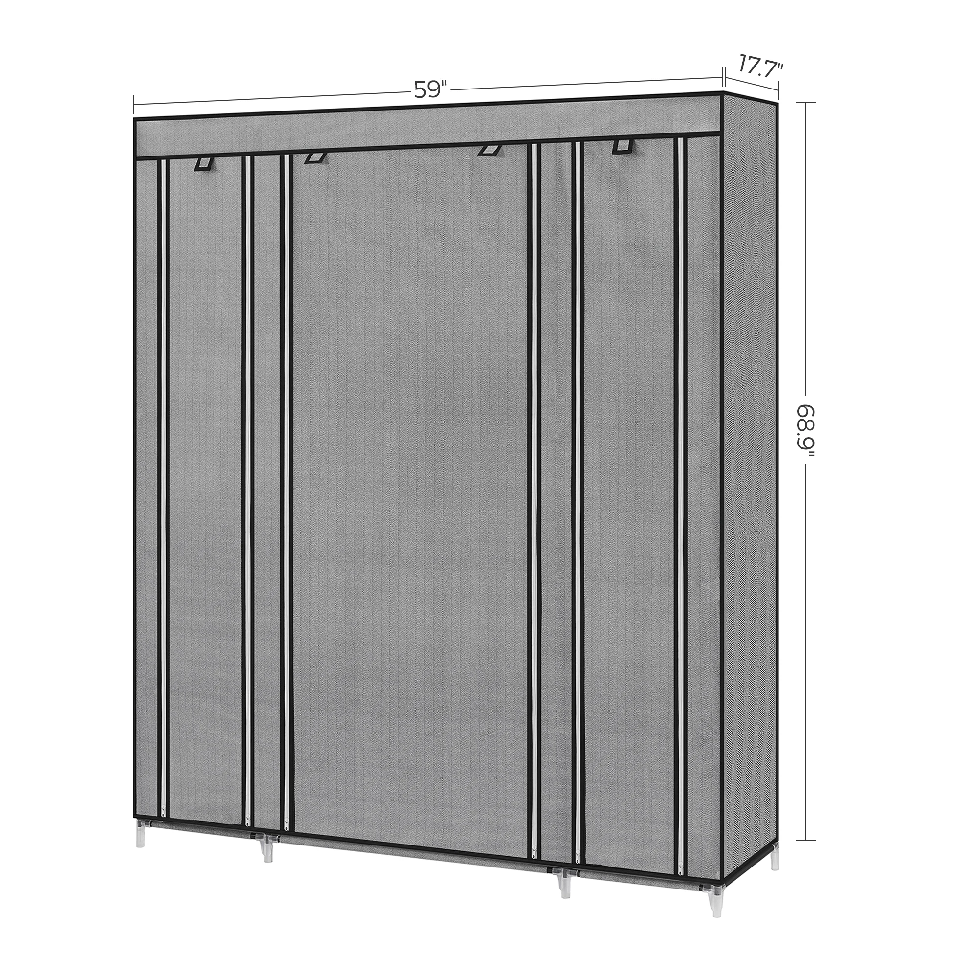 SONGMICS Closet Wardrobe, Portable Closet for Bedroom, Clothes Rail with Non-Woven Fabric Cover, Clothes Storage Organizer