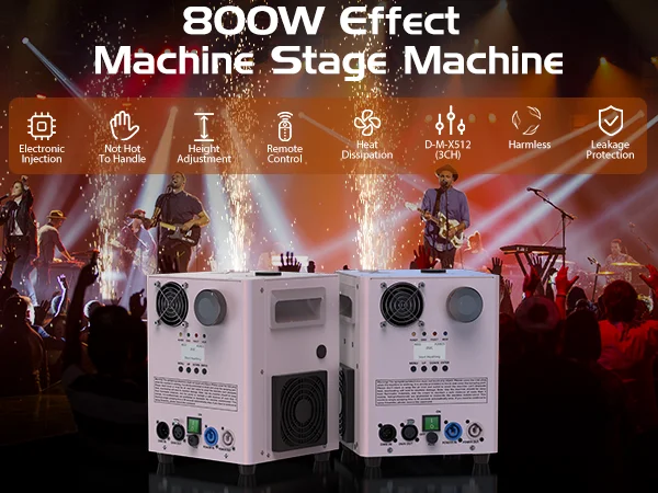 U'King 800W Cold Sparks Machine DMX Control Stage Equipment Top Spraying Electronic Flower Spraying Machine for Show Christmas