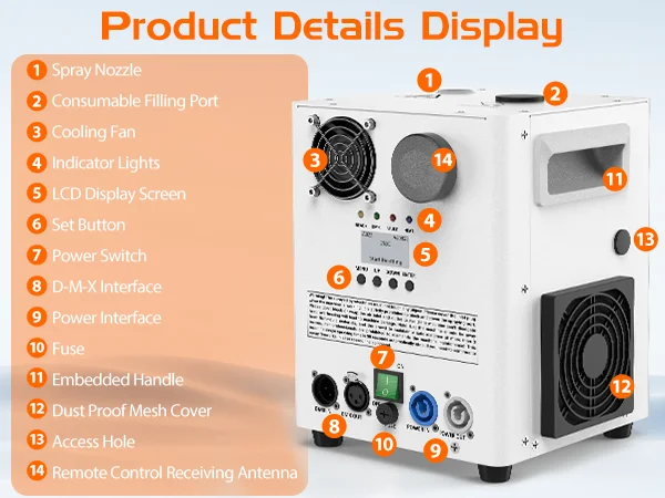 U'King 800W Cold Sparks Machine DMX Control Stage Equipment Top Spraying Electronic Flower Spraying Machine for Show Christmas