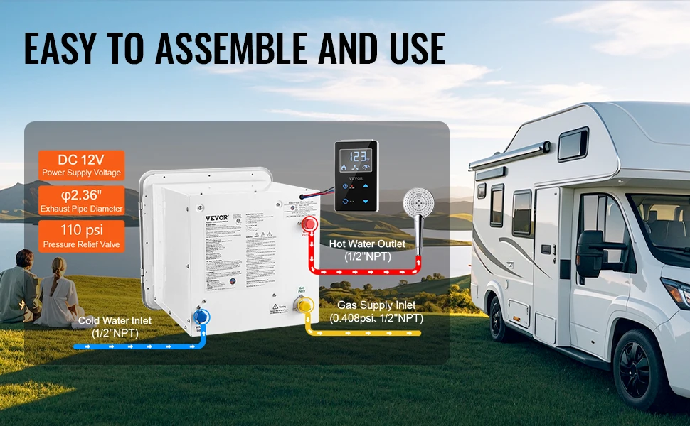 SucceBuy RV Tankless Water Heater Instant Shower 15 x 15 in Optimized Comfort Performance Hot Water Ideal for RVers' Family