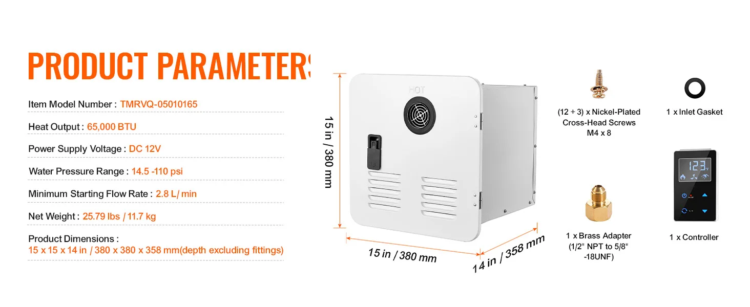 SucceBuy RV Tankless Water Heater Instant Shower 15 x 15 in Optimized Comfort Performance Hot Water Ideal for RVers' Family