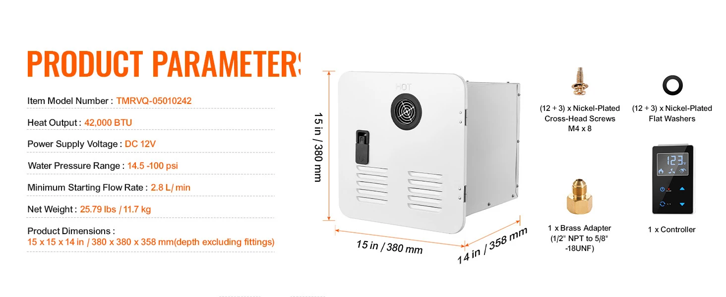 SucceBuy RV Tankless Water Heater Instant Shower 15 x 15 in Optimized Comfort Performance Hot Water Ideal for RVers' Family