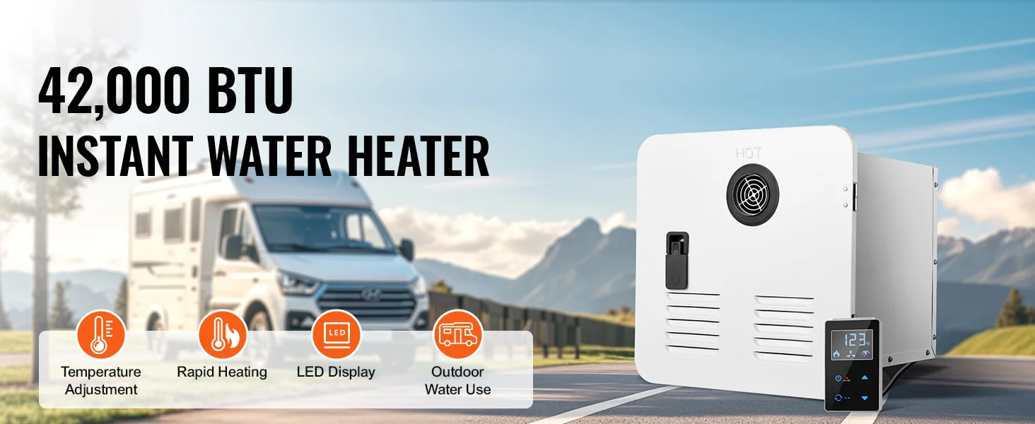 SucceBuy RV Tankless Water Heater Instant Shower 15 x 15 in Optimized Comfort Performance Hot Water Ideal for RVers' Family