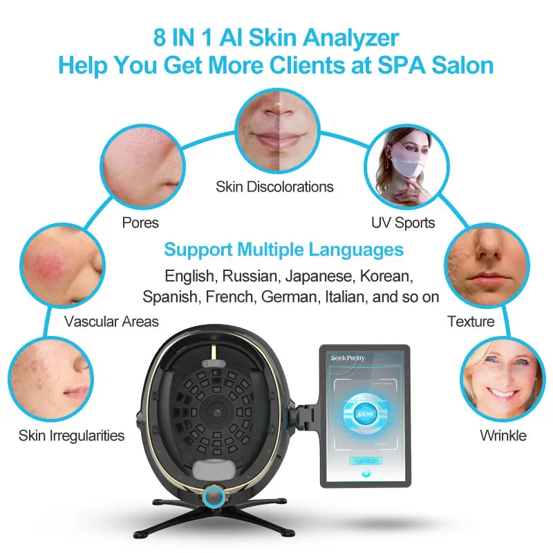 3D Skin Scanner Care Facial Analyzer Monitor Machine Magic Mirror Testing Detector Face Camera Test Analysis Beauty Machine