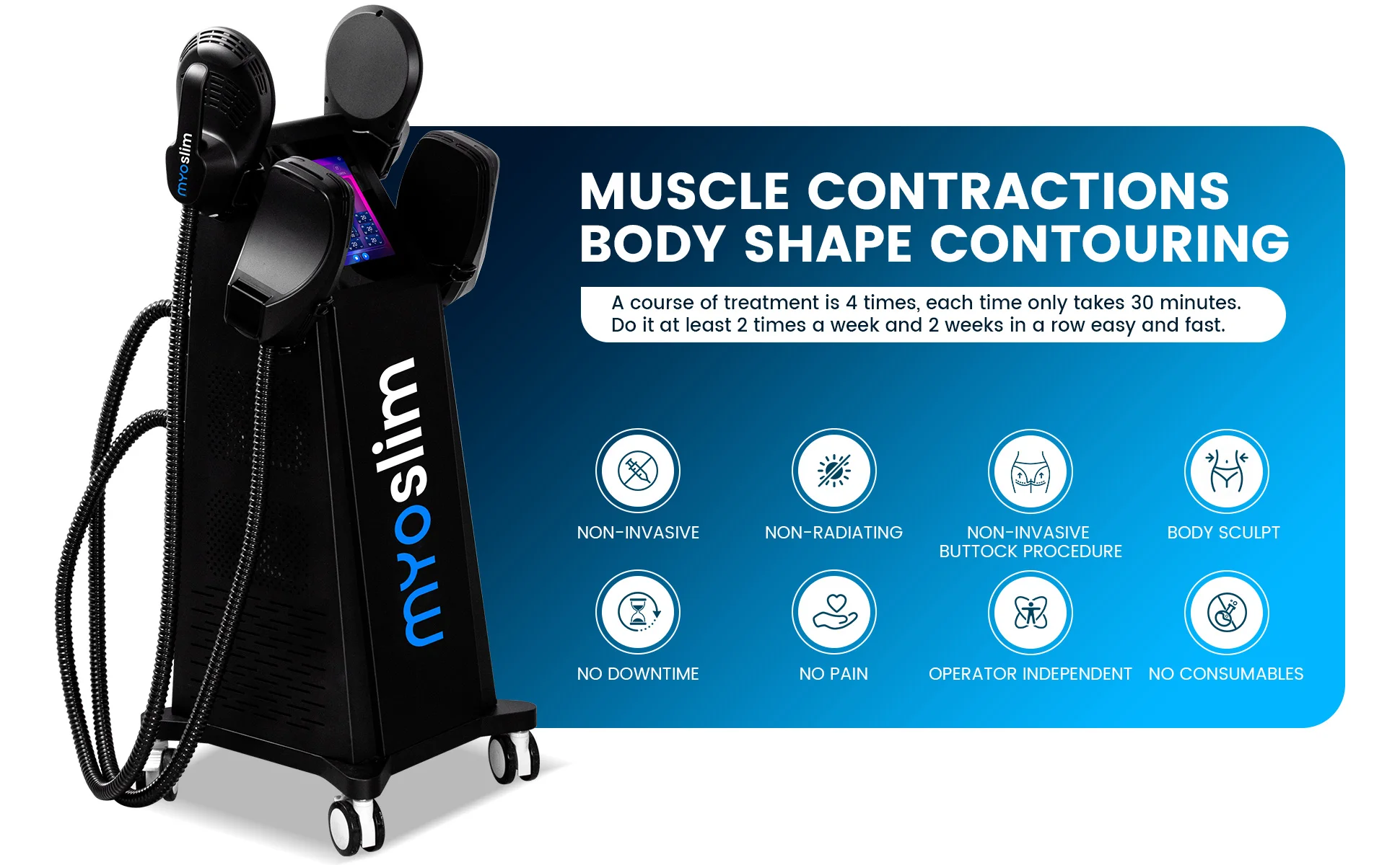 Commercial Grade 6500W Myoslim EMS Sculpt Equipment 30Mins Equals 30000 Workouts for Abdominal Muscle Building Waist Slimming