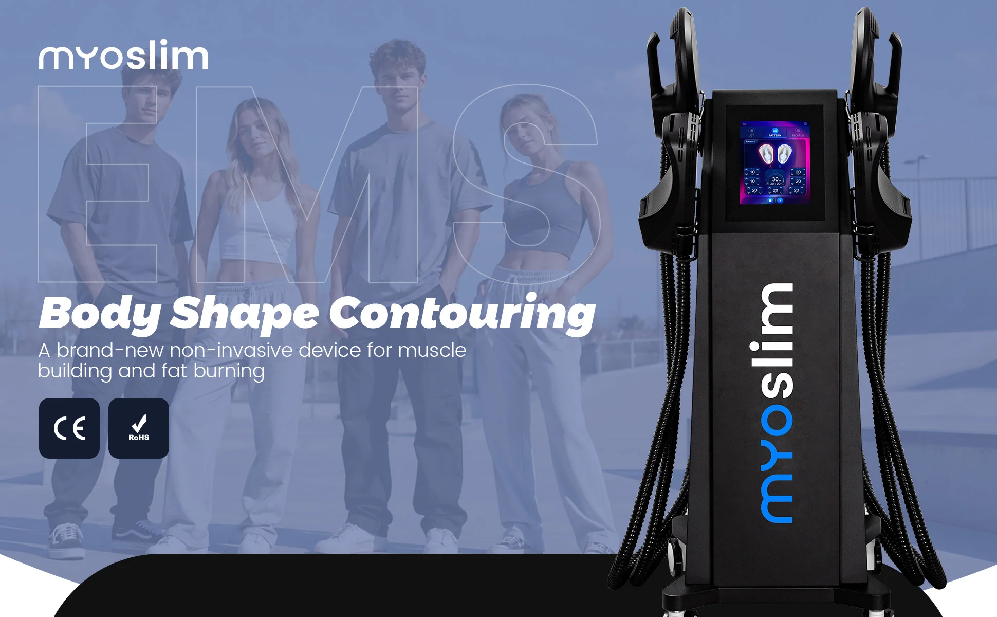 Commercial Grade 6500W Myoslim EMS Sculpt Equipment 30Mins Equals 30000 Workouts for Abdominal Muscle Building Waist Slimming