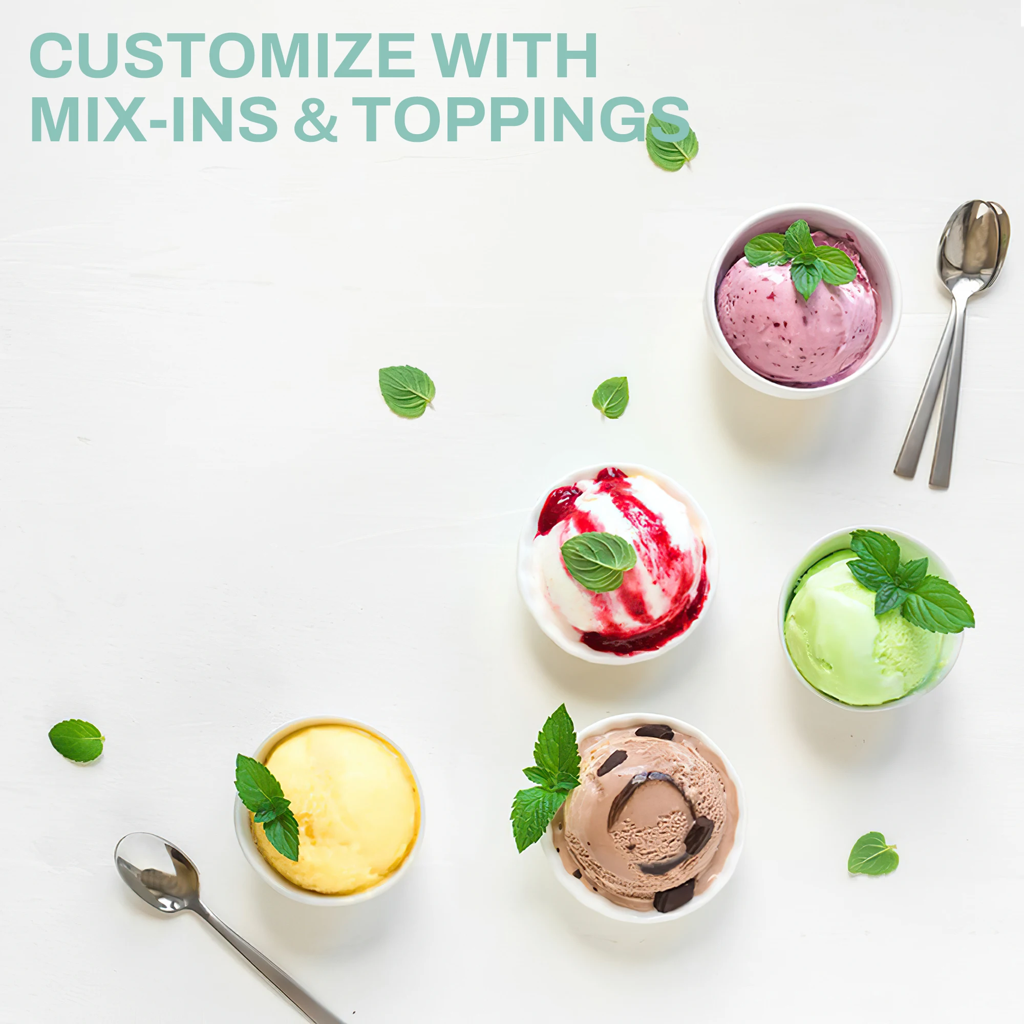 Automatic Ice Cream Maker with Built-in Compressor Party Essential Ice Cream Maker Machine, Dual 500ml Cups with Timer, 120V US
