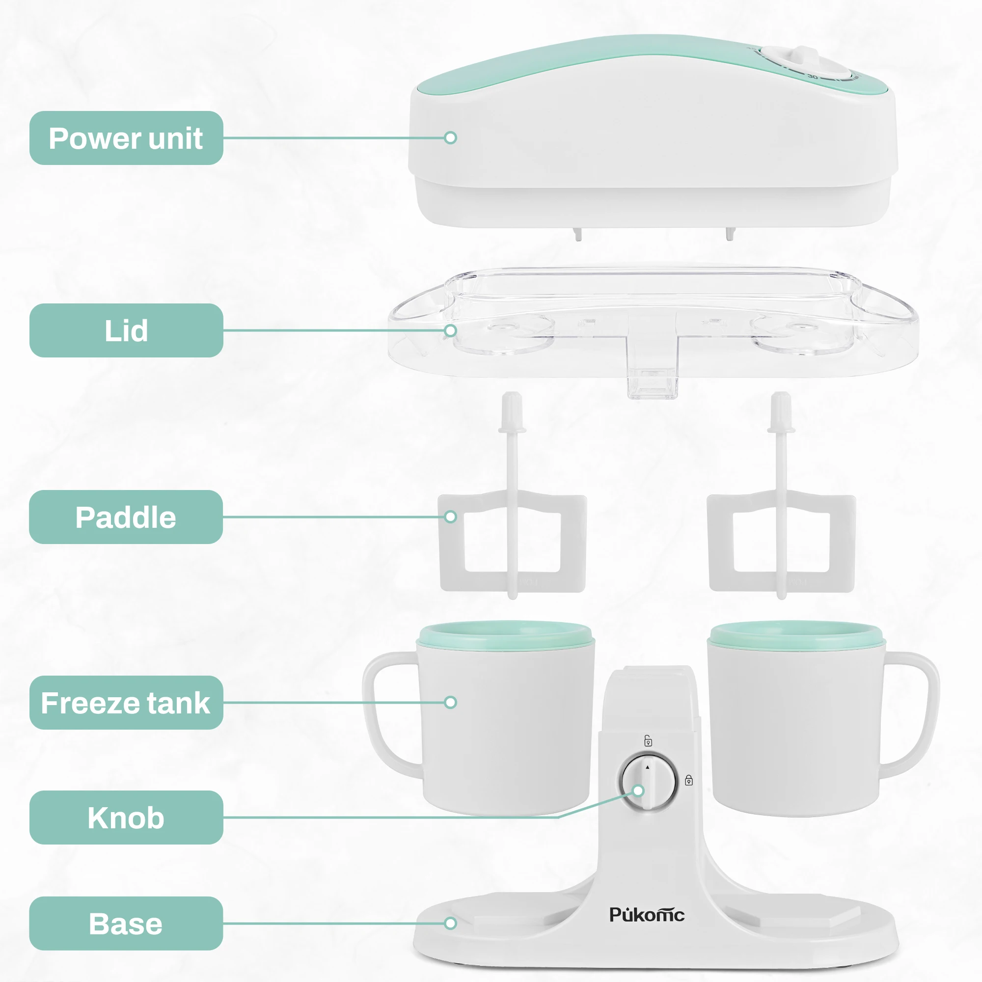 Automatic Ice Cream Maker with Built-in Compressor Party Essential Ice Cream Maker Machine, Dual 500ml Cups with Timer, 120V US