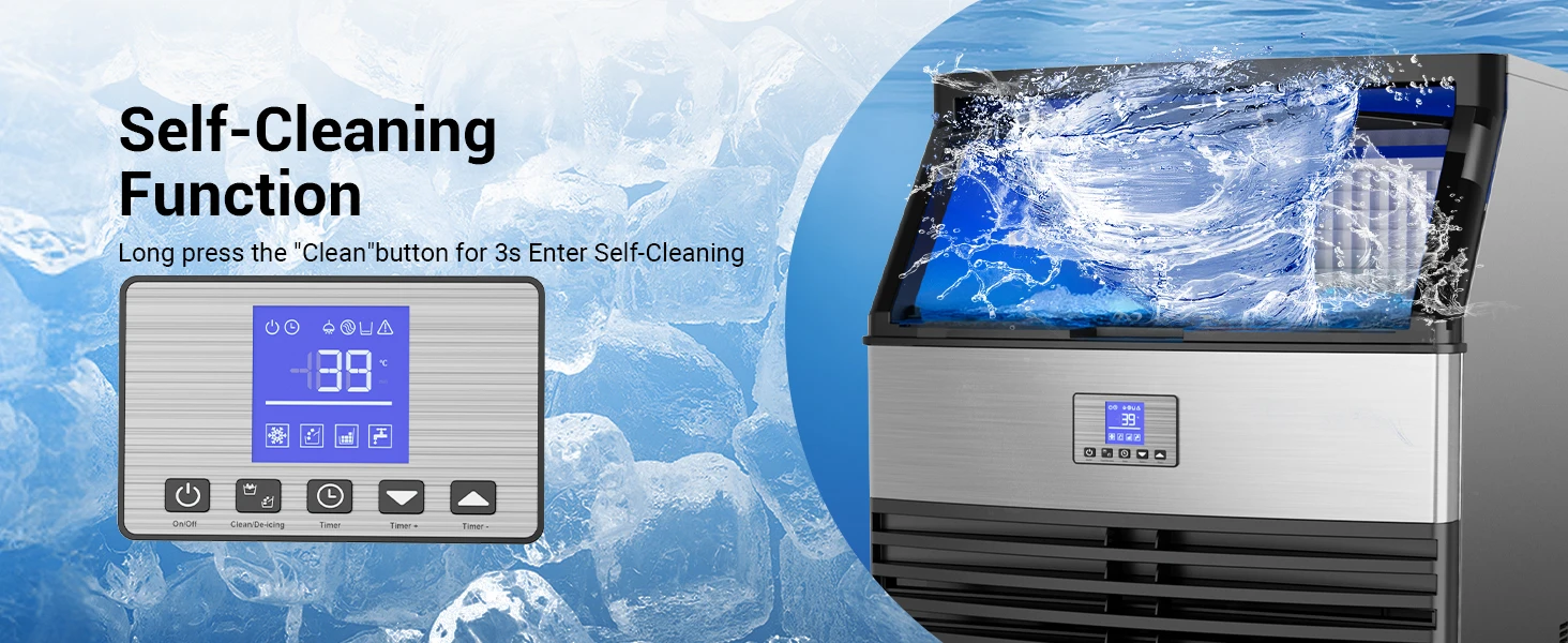 Commercial Ice Maker Machine 450LBS/24H Under Counter Ice Machine Upgrade Compressor 120LBS Storage Bin Freestanding Ice Maker
