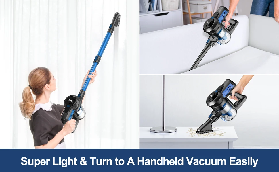 INSE N650 Cordless Vacuum Cleaner, 25Kpa Lightweight Stick Vacuum, Up to 45 Min