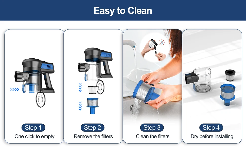 INSE N650 Cordless Vacuum Cleaner, 25Kpa Lightweight Stick Vacuum, Up to 45 Min