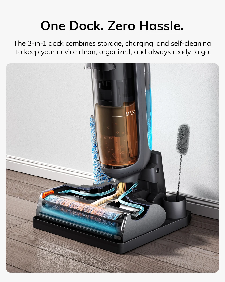 ILIFE W90 Pro Cordless Wireless Wet Dry Smart Mop Washing ,7000Pa Suction, 1Min Self Cleaning, Large Dual Water Tank,Update W90