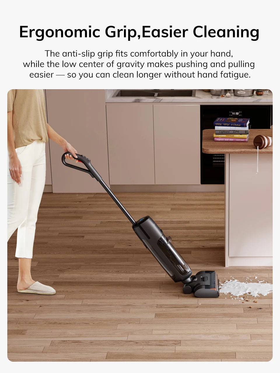 ILIFE W90 Pro Cordless Wireless Wet Dry Smart Mop Washing ,7000Pa Suction, 1Min Self Cleaning, Large Dual Water Tank,Update W90