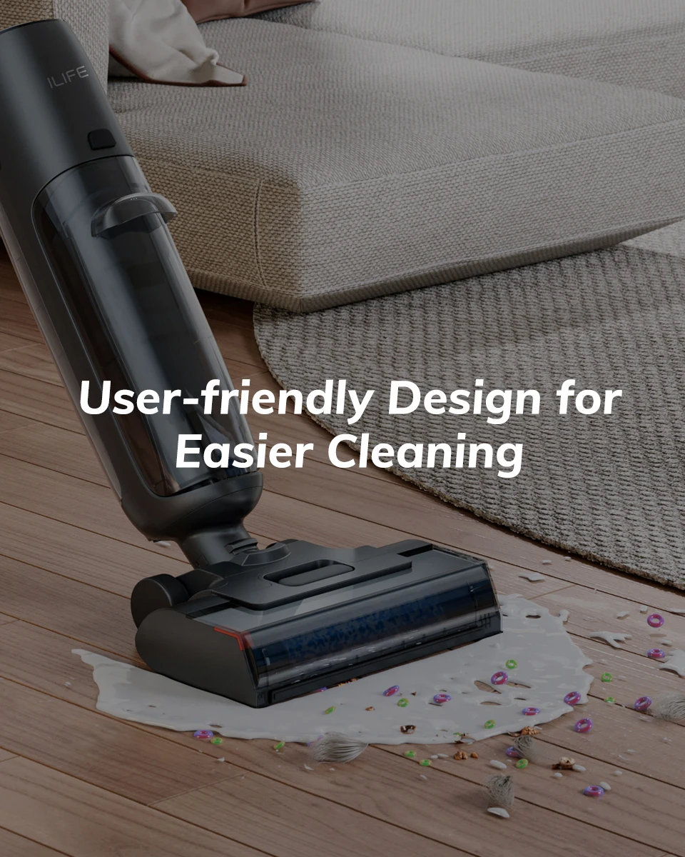ILIFE W90 Pro Cordless Wireless Wet Dry Smart Mop Washing ,7000Pa Suction, 1Min Self Cleaning, Large Dual Water Tank,Update W90