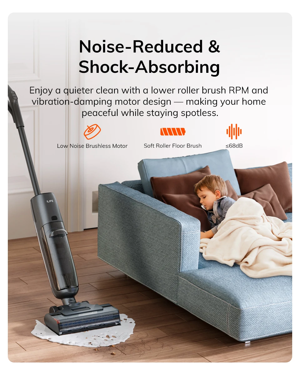 ILIFE W90 Pro Cordless Wireless Wet Dry Smart Mop Washing ,7000Pa Suction, 1Min Self Cleaning, Large Dual Water Tank,Update W90
