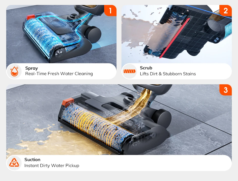 ILIFE W90 Pro Cordless Wireless Wet Dry Smart Mop Washing ,7000Pa Suction, 1Min Self Cleaning, Large Dual Water Tank,Update W90