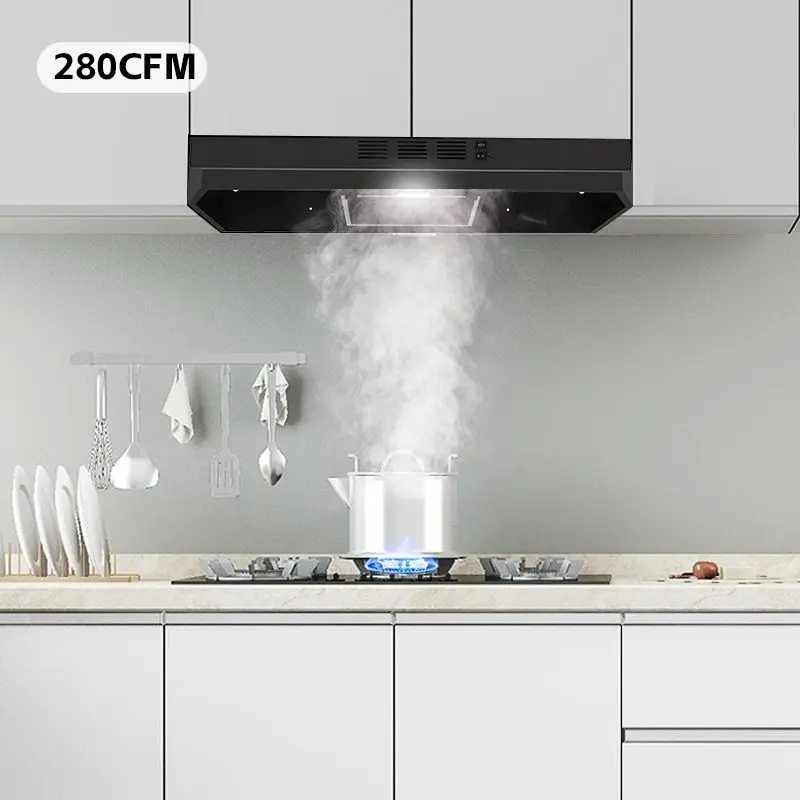 24/30/36" Under Cabinet Range Hood 280CFM Convertible Ducted/Ductless, 2-Speed & LED Light,Stainless Steel,Removable Filter