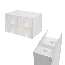 24 Pack Shoe Storage Boxes, Clear Plastic Stackable Shoe Organizer, Foldable Shoe Rack, Space-Saving Home & Office Organizatio