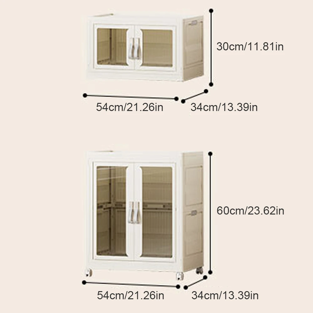 Portable Closet Plastic Wardrobe with Hanging Rod Multi-Function Storage Shelf with Clear Door Closet Organizer for Clothes