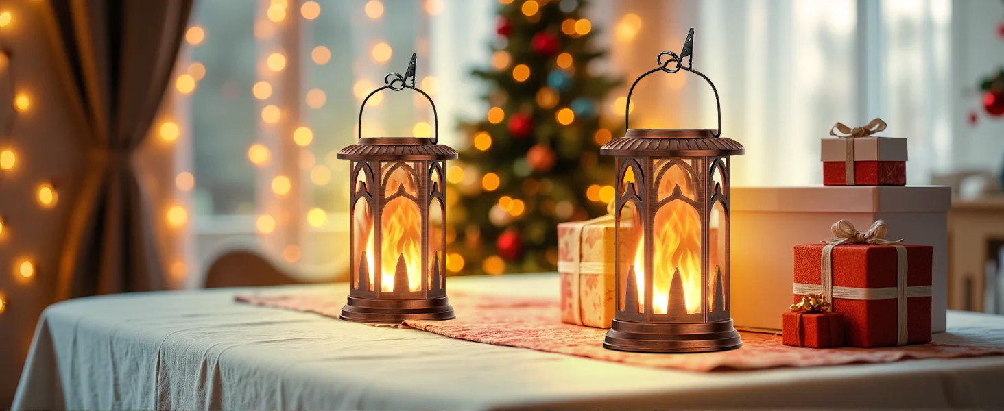 Solar Lantern Outdoor Lights, Upgraded Flickering Flame Solar Lanterns Outdoor Waterproof, Auto ON/Off Lanterns Decorative Outdo