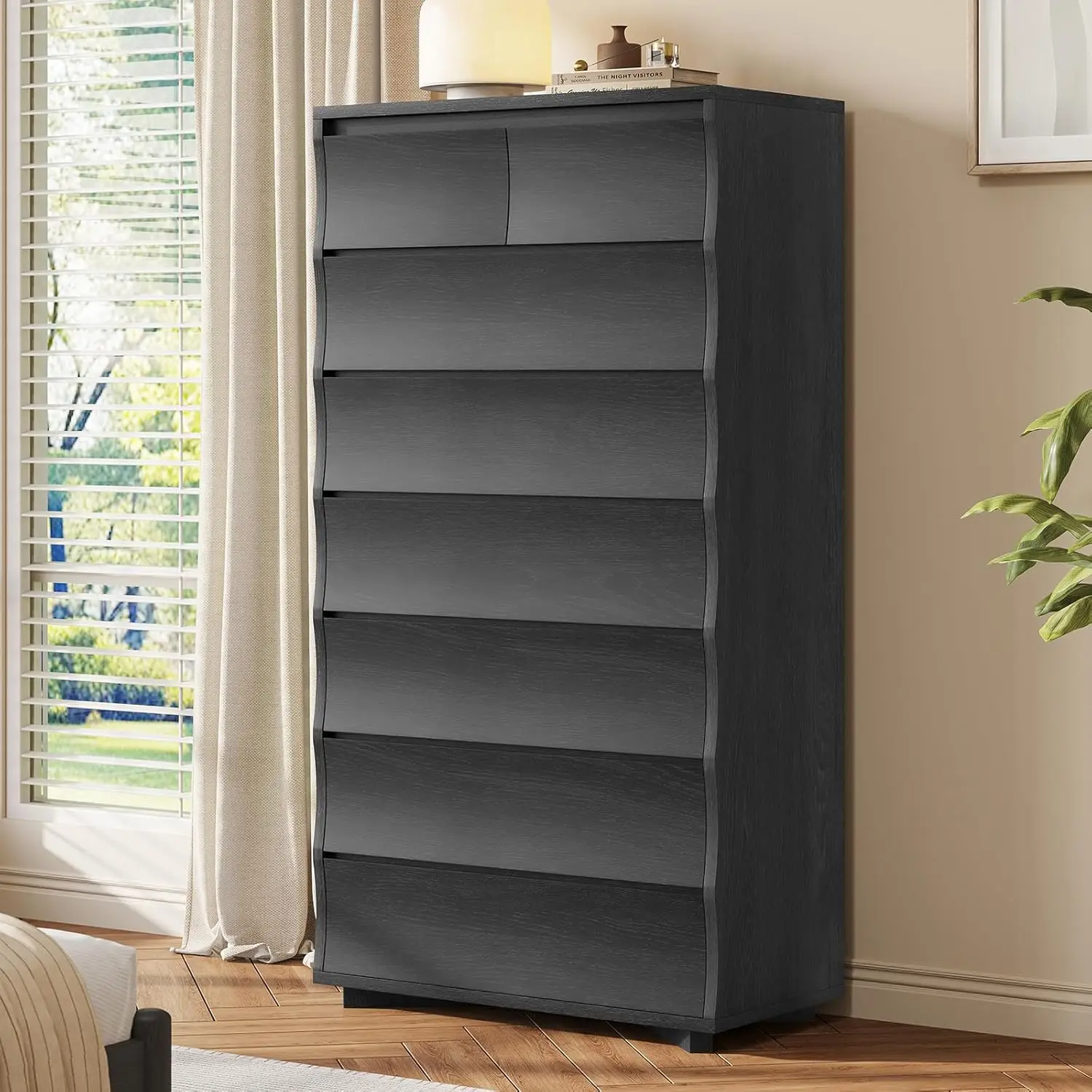 61.1" Tall 8 Drawer Wood Dresser for Bedroom Closet Hallway Storage, Customized