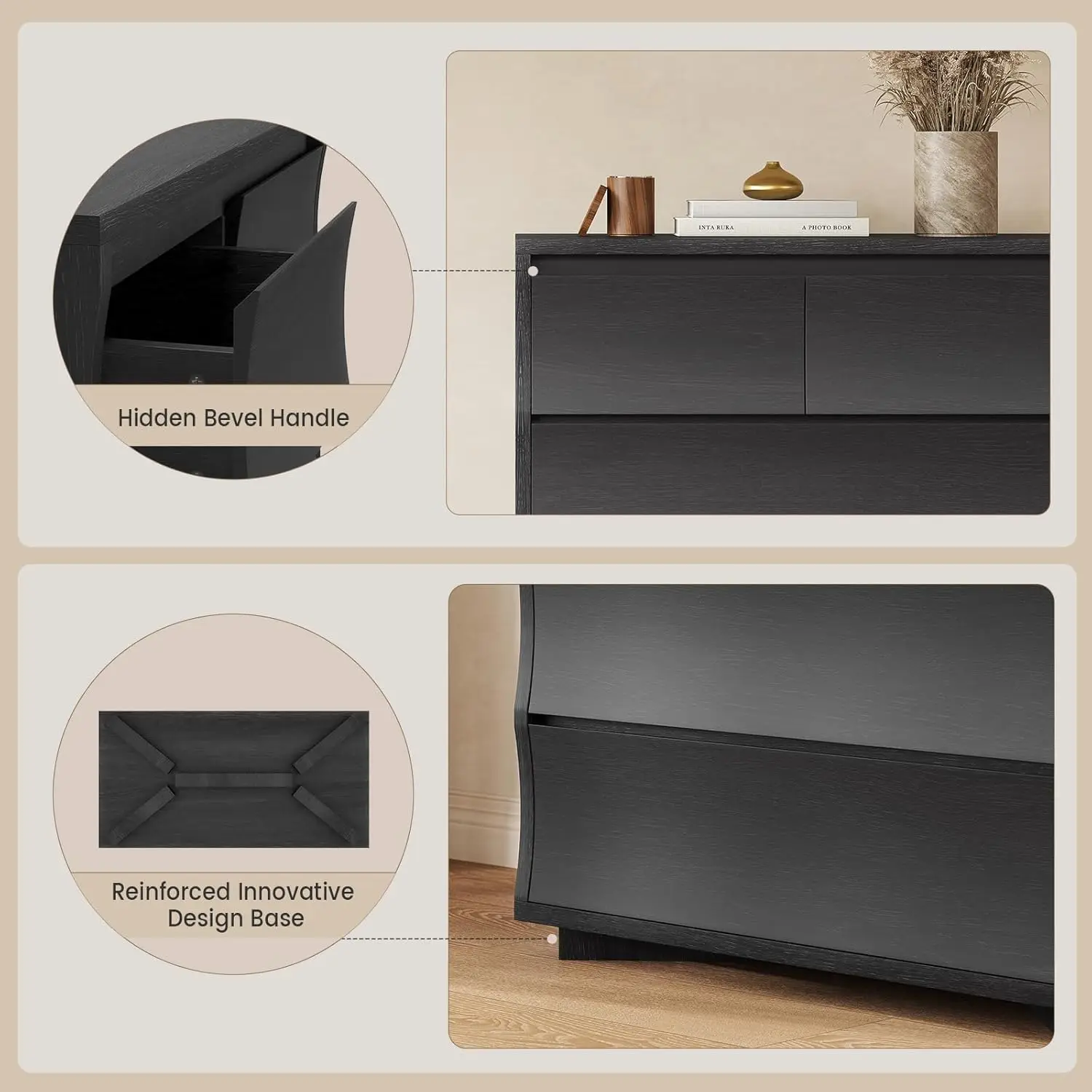 61.1" Tall 8 Drawer Wood Dresser for Bedroom Closet Hallway Storage, Customized