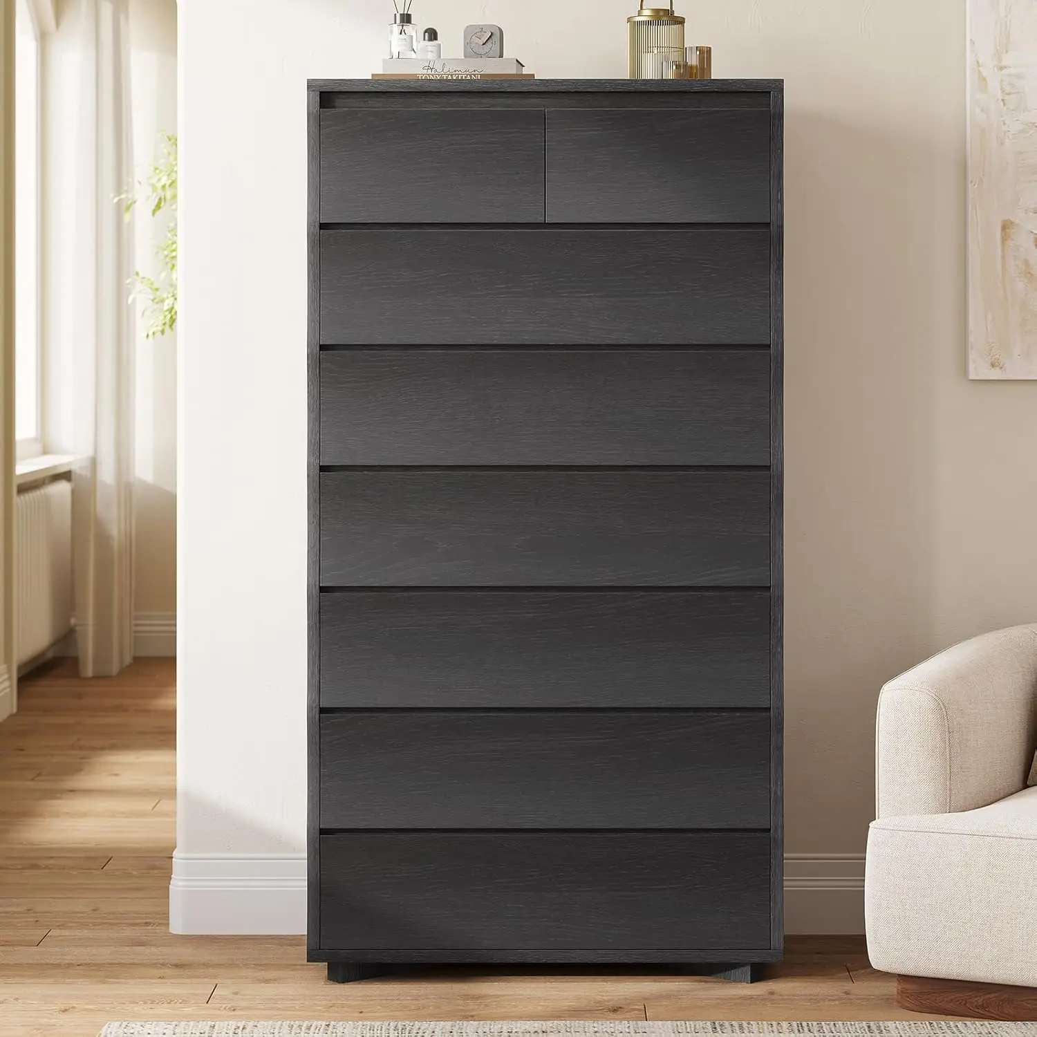 61.1" Tall 8 Drawer Wood Dresser for Bedroom Closet Hallway Storage, Customized