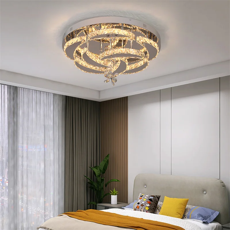 Crystal Ceiling Lamp Led Chandelier Modern Penadant Lighting Fixture For Living Dining Room Bedroom Decorate Lustre RC Dimmable