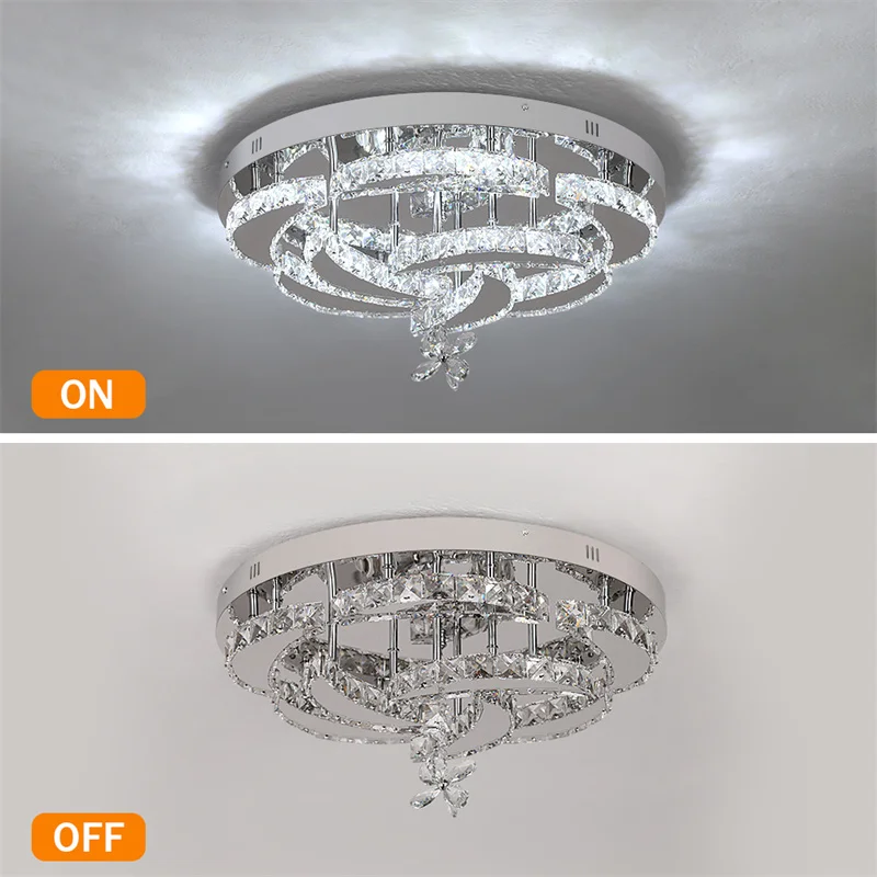Crystal Ceiling Lamp Led Chandelier Modern Penadant Lighting Fixture For Living Dining Room Bedroom Decorate Lustre RC Dimmable