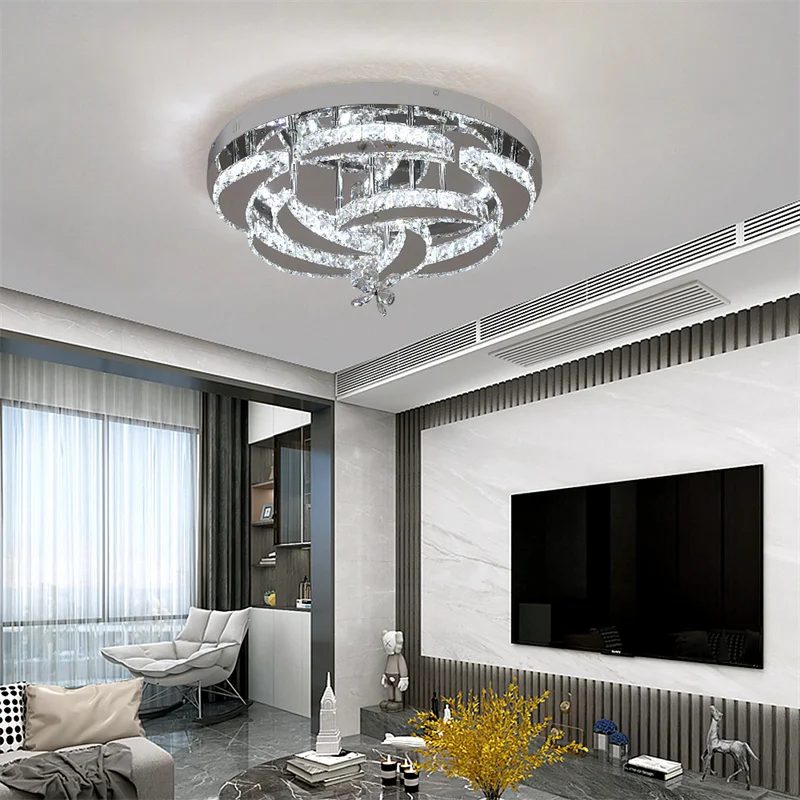 Crystal Ceiling Lamp Led Chandelier Modern Penadant Lighting Fixture For Living Dining Room Bedroom Decorate Lustre RC Dimmable