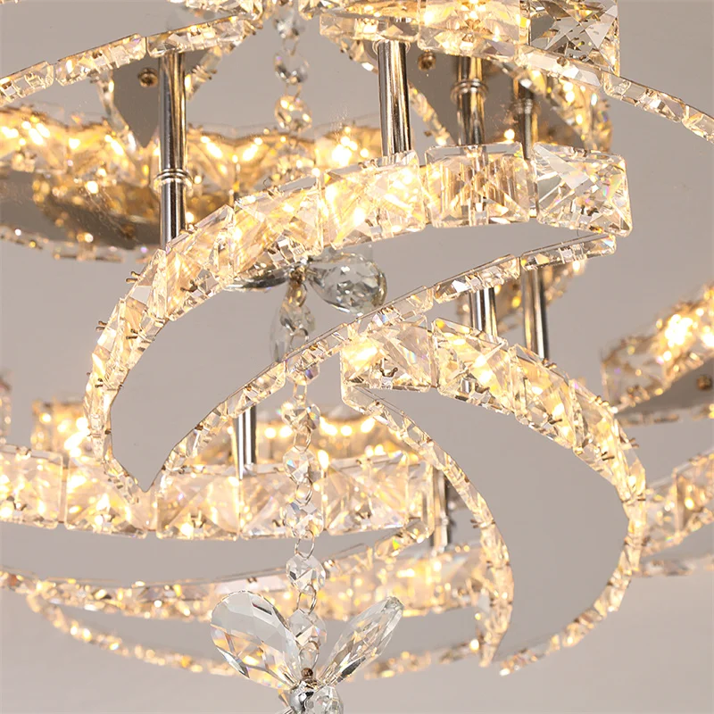 Crystal Ceiling Lamp Led Chandelier Modern Penadant Lighting Fixture For Living Dining Room Bedroom Decorate Lustre RC Dimmable