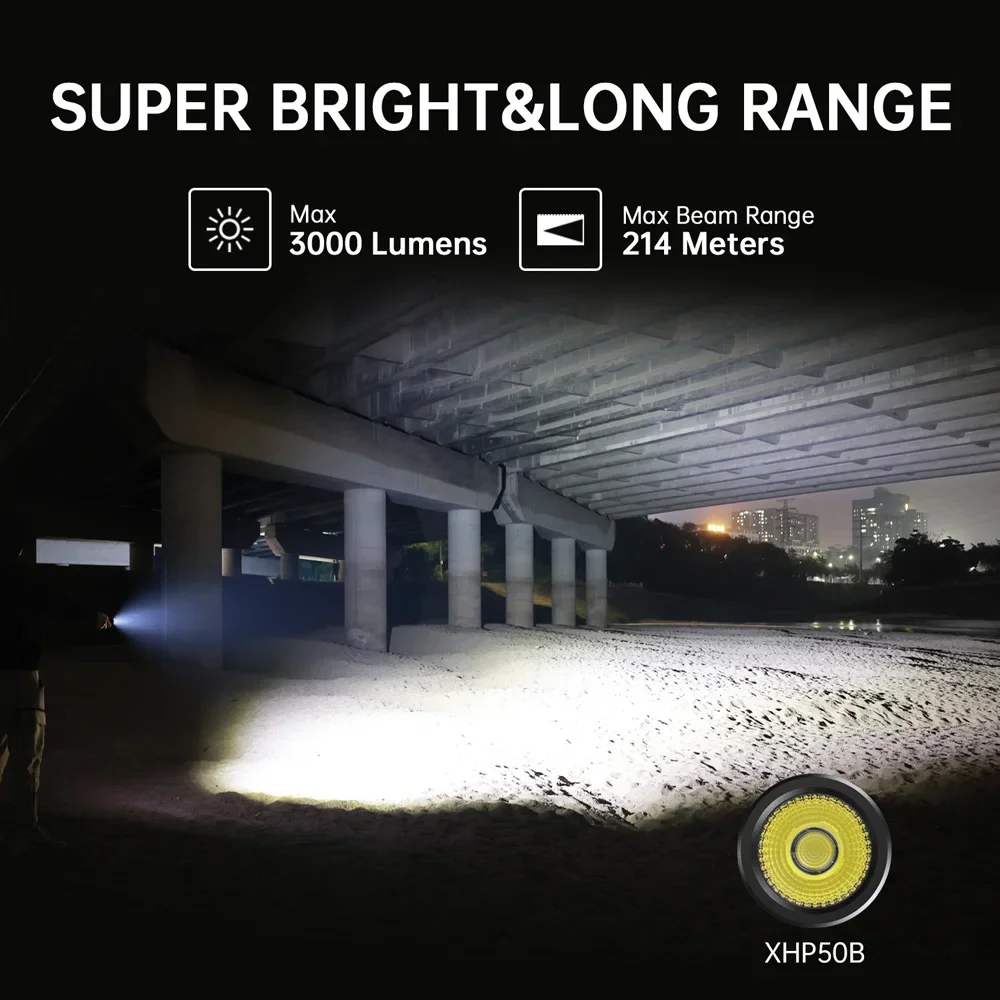 Sofirn SC29 3000 Lumens EDC Flashlight Rechargeable XHP50B LED Powerful 21700 Torch Light Lantern IPX8 for Camping Fishing