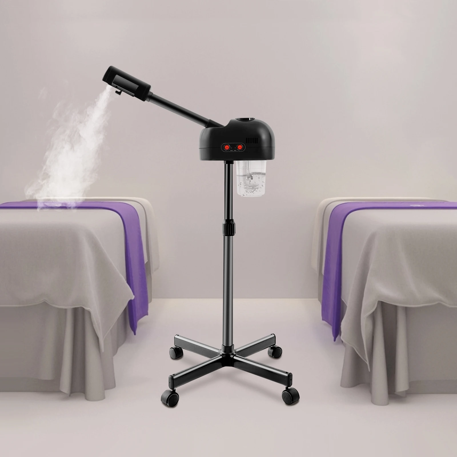 750ml Ozone Facial Steamer Height Adjustable Sprayer 360° Rotatable Movable Skin Care Equipment for Salon Beauty Spa White/Black