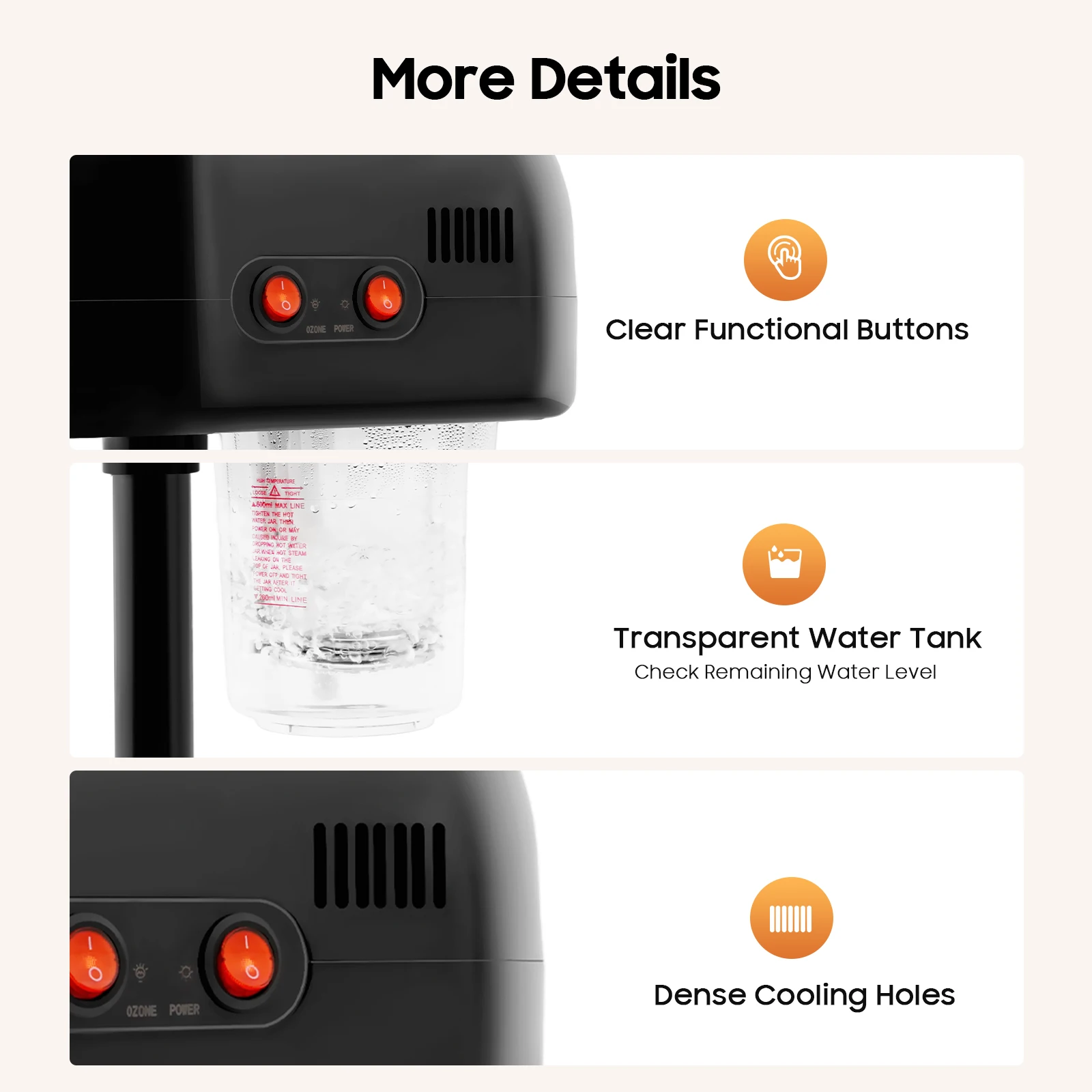 750ml Ozone Facial Steamer Height Adjustable Sprayer 360° Rotatable Movable Skin Care Equipment for Salon Beauty Spa White/Black
