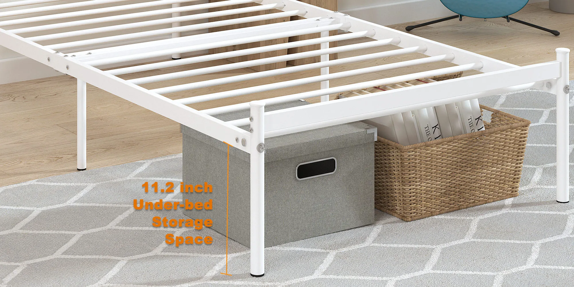 Twin Bed Frame with Headboard, Heavy Duty Metal Platform Bed with Under Bed Storage