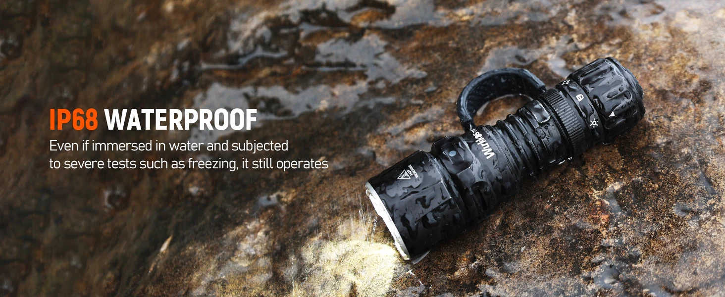 Wurkkos TD07 Tactical Flashlight 1300 Lumens 479m Beam Distance 18350 Battery Dual Switch Ring Grip Police/Everyday Use