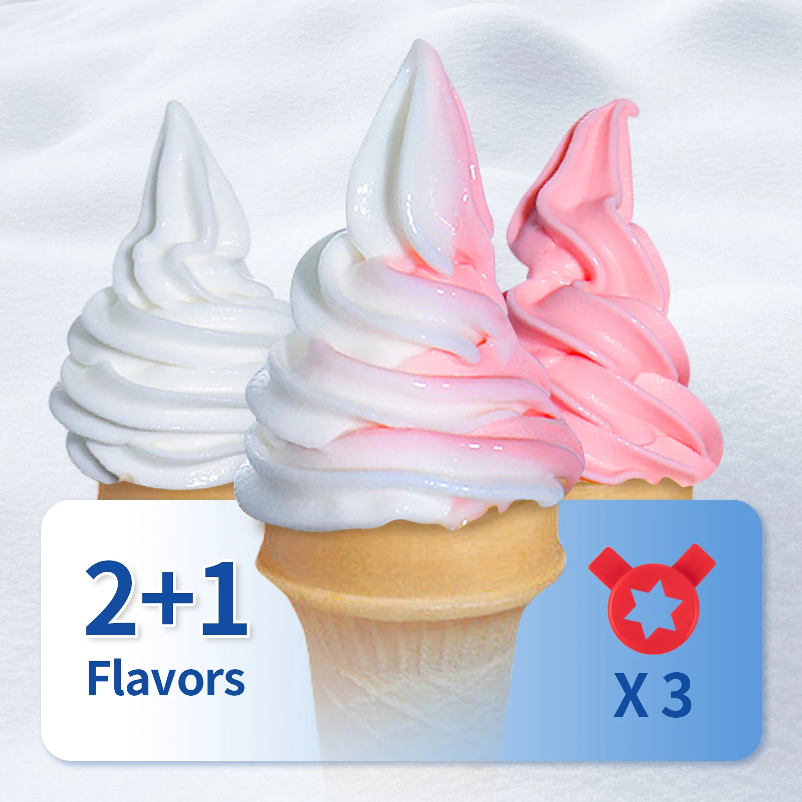 SucceBuy 22-30 L/H Soft Ice Cream Machines Commercial Tricolor Desktop Sweet Cone Freezing Equipment Vending Machine
